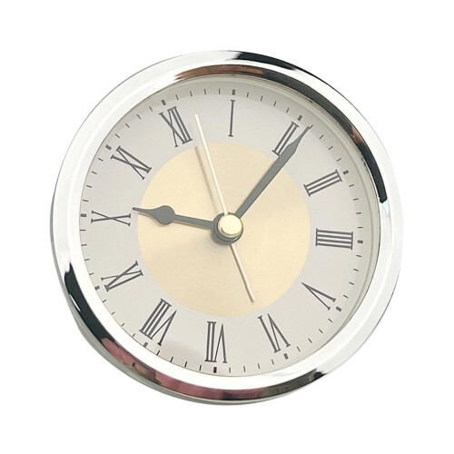 Contemporary Round Alarm Clock Insert Large Roman-Silver