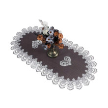 Stylish Coffee Table Cover Polyester Fabric-White mesh lace