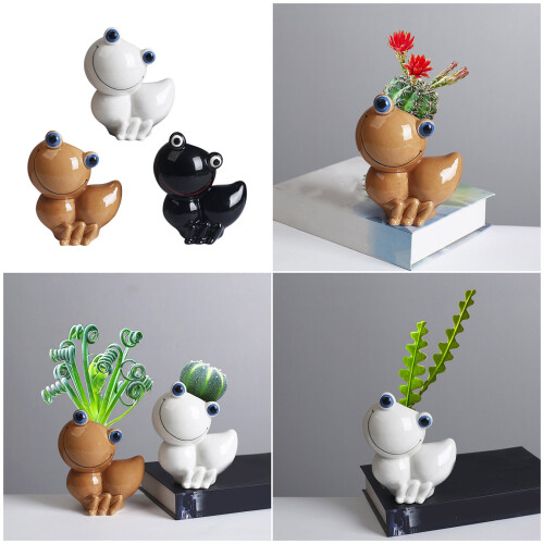 Fleischiger Blumentopf aus Keramik, Emmet-Form,-Weiß 2