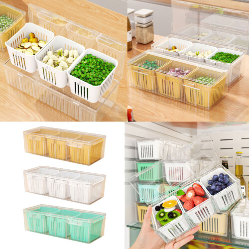 Multicompartment Herb Storage Container With Drainage-White 2