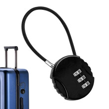 Small 3 Digit Combination Lock for Luggage and Backpack, Keyless Zinc Alloy Padlock with Steel Cable