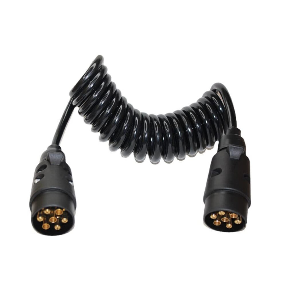 7 Pin Trailer Extension Cable 3M Curly Gooseneck Wiring Harness, Durable Tpu And Stable Signal 9351714616003