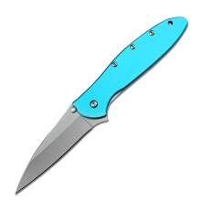 6.9' EDC Folding Pocket Knife, 8Cr13MoV Steel Blade, Blue Aluminum Handle, Quick OneHand Opening