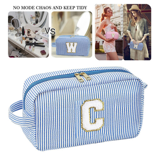 Multipurpose Cosmetic Storage Bag with Handle-Red stripes Y 2