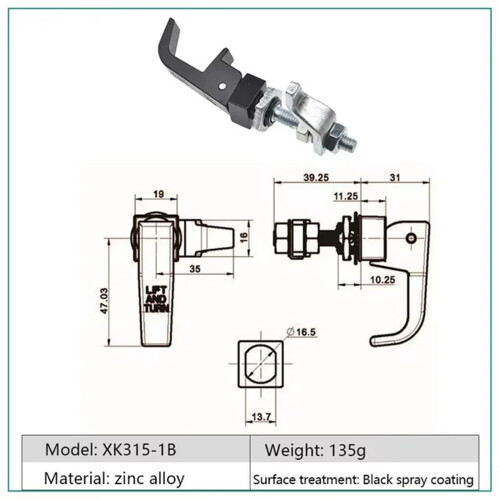 Compression Latch Lift and Turn Latch Adjustable Grip Handle 360 Degree Rotation Silver XK3151B 1