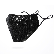 Sparkly Sequin Face Mask for Women Black Reusable Rave Fashion Face Scarf with Adjustable Strap