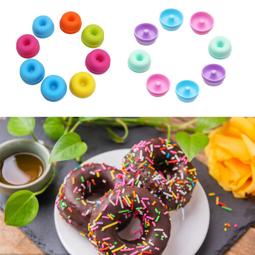 24pcs Silicone Baking Molds Round Doughnuts Cake-Macaron color 1