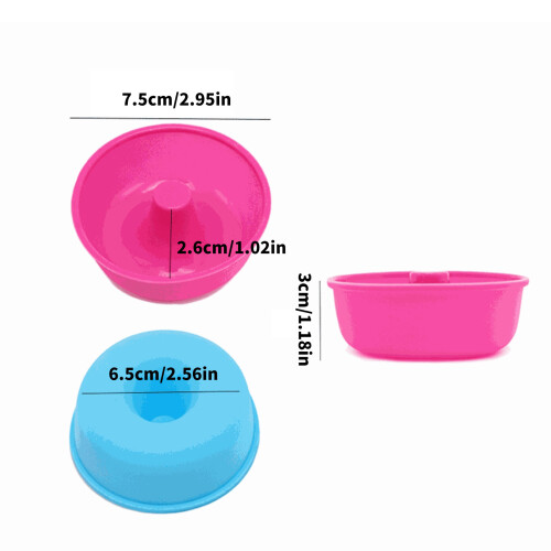 24pcs Silicone Baking Molds Round Doughnuts Cake-Macaron color 2
