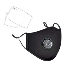 Reusable Cotton Face Mask with 6 PM2.5 Carbon Filters, Adjustable Breathable Black Mask for Daily Use