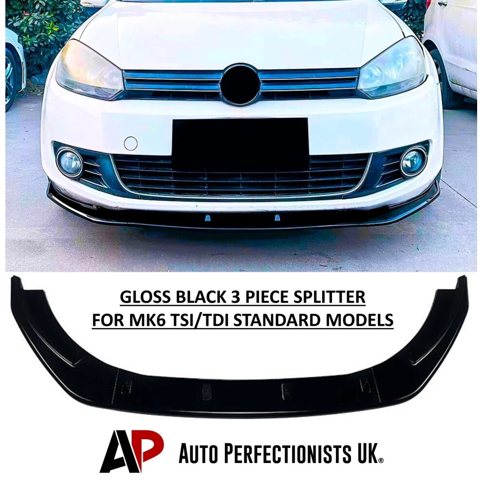 For Vw Golf Mk6 Tsi Tdi Front Splitter Spoiler Lip Body Kit 2008-2013 5061072667039