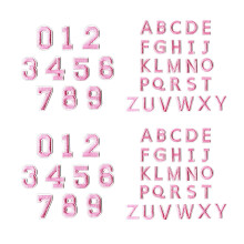 72 Count Sturdy Embroidered Letter Applique Patches for-Pink