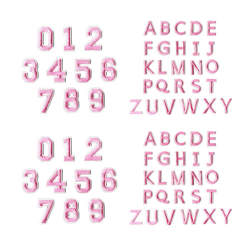 72 Count Sturdy Embroidered Letter Applique Patches for-Pink