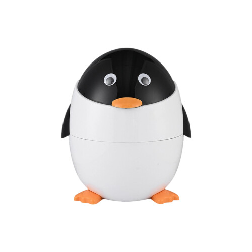 Fun Cartoon Waste Bin Easy Lid Trash Can for Kitchen-White