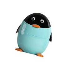 Poubelle pingouins de dessin animé, ouverture du couvercle-Bleu