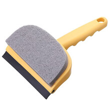 2 in 1 Window Squeegee and Sponge, Dual Side Rubber and Scrubber, Streak Glass Cleaning Brush for Car and Home