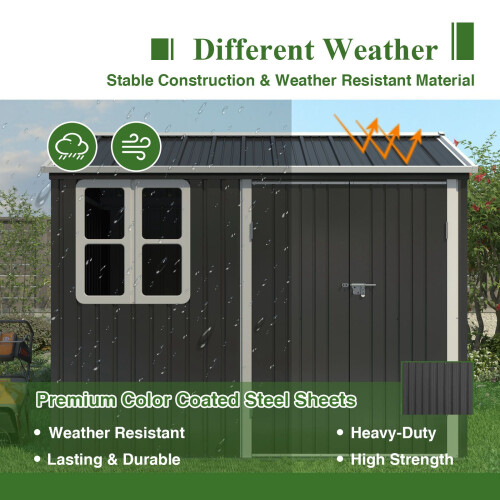 Birchtree BIRCHTREE Garden Shed With Window 8X6FT Anthracite 1