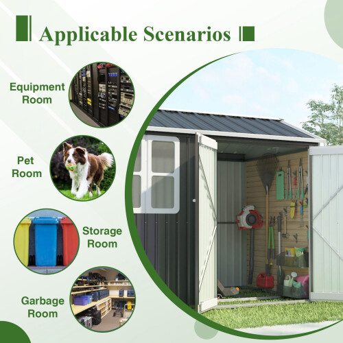 Birchtree BIRCHTREE Garden Shed With Window 8X6FT Anthracite 2