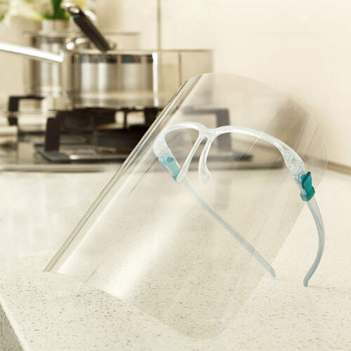 Face Shield with Glasses, Full Face Coverage AntiFog Visor, Clear Reusable Protection for Eyes and Face 1