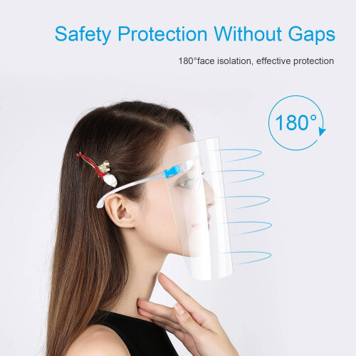 Face Shield with Glasses, Full Face Coverage AntiFog Visor, Clear Reusable Protection for Eyes and Face 2