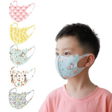 Kids Face Mask Set 5 Pack, Washable Reusable Fabric with Colorful Cartoon Animal Designs for Children