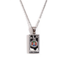 Vintage Tarot Card Pendant Necklace Silver Stainless Steel-10