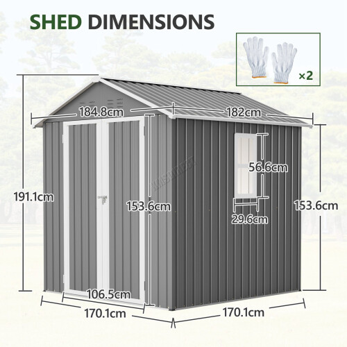 Birchtree GARDEN SHED WITH WINDOW SIZE=8X6FT COLOUR=GREY VARIATIONLISTING 1