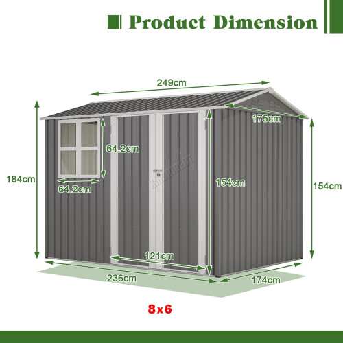 Birchtree GARDEN SHED WITH WINDOW SIZE=8X6FT COLOUR=GREY VARIATIONLISTING 2