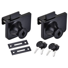 Glass Display Cabinet Lock, Double Sliding Glass Door NoDrill Zinc Alloy Black Finish, Keyed Different for 58mm