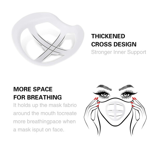 10 Pcs White Silicone Mask Bracket Lipstick Protector Comfortable Breathable Reusable Support 1