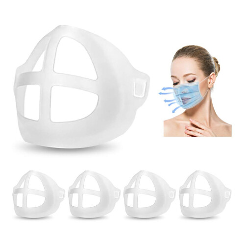 Silicone Mask Bracket 3D Inner Support Frame Reusable Insert for Comfortable Breathing and Lipstick Protection (4 PCS)