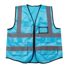 Safety Vest Visibility Reflective Fabric Light Blue Lightweight Unisex for Construction and Cycling