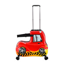 24 Inch Kids Ride On Suitcase with Lock, Red Car Style Children Travel Luggage with Wheels and Adjustable Handle