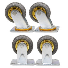 5 Inch Heavy Duty Swivel Caster Wheels with Dual Brakes, Silent Rubber Casters for Trolleys and Furniture