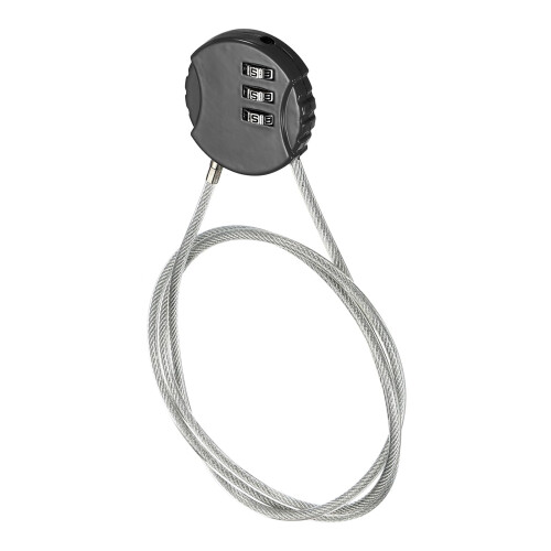 Small Waterproof Combination Lock with Flexible Steel Cable, 3Digit Code Security for Travel, Gym, Bicycle – Black