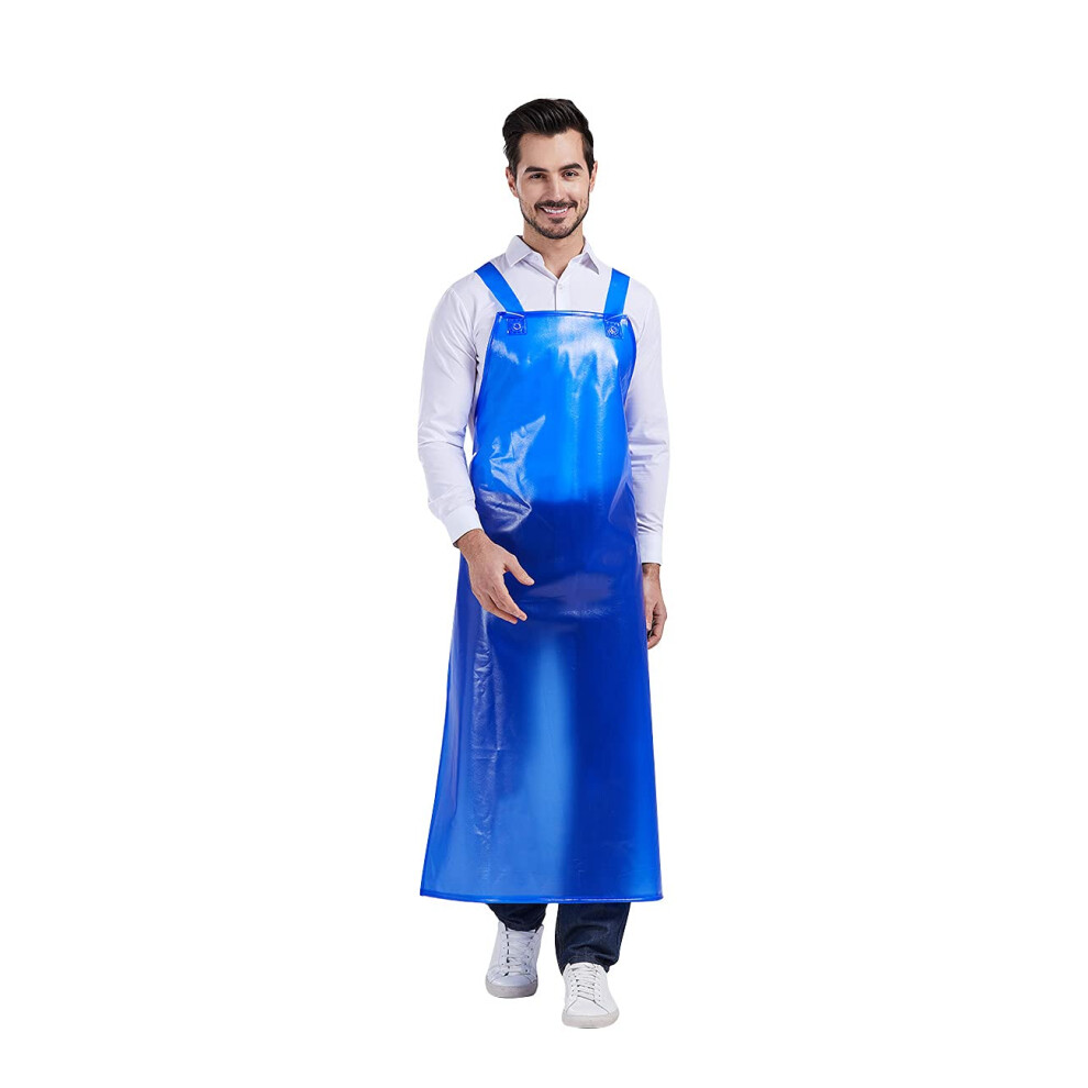 Heavy Duty Pvc Waterproof Work Apron Blue Adjustable OilâResistant Easy Clean For Kitchen And Industry 9073542139645