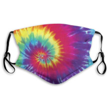Pastel Rainbow Tie Dye Face Mask, Washable Reusable Dust Mask with PM2.5 Filter and Adjustable Ear Loops
