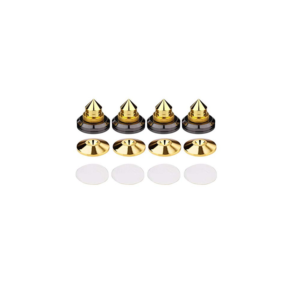 Speaker Spikes Isolation Feet For Amplifier And Turntable, Shockproof Vibration Dampening Pads, 4 Set Gold 9073542139676