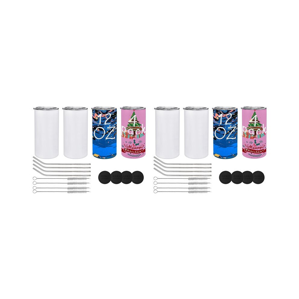 Pack Of 8 12 Oz Sublimated Tumblers Blank, Insulated Stainless Steel Water Bottles With Lids And Straws For Diy 6031337288339