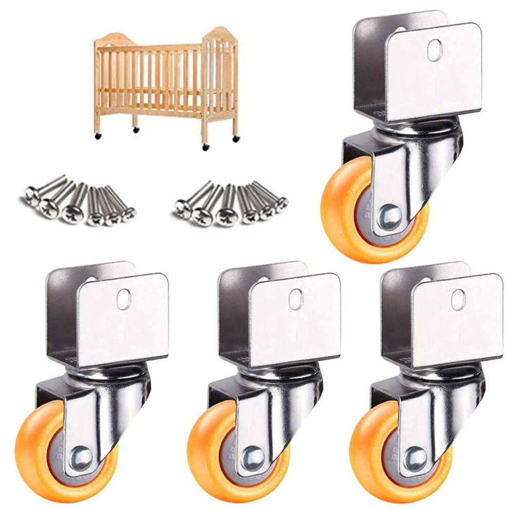 32Mm Nylon Swivel Caster Wheels For Baby Cot, Heavy Duty Furniture Castors With Ushaped Bracket, Silent 360 Rotation, Set Of 4 9073542139829