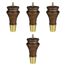 4X Wood Furniture Legs 13cm Sofa Legs Replacement Set with Vintage GoldCapped Design for Beds and Cabinets