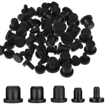 50 Pcs Silicone Hole Plugs Set Black Rubber End Caps Waterproof Dustproof Seal Flexible Fit for Pipes Bottles 49.5mm