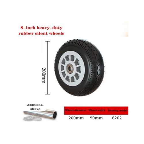 8 Inch Heavy Duty Swivel Caster Wheel Silent Solid Rubber Industrial Replacement for Smooth Mobility 1