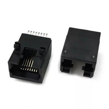 RJ45 Connector Side Entry SMT Female Ethernet Jack 8P8C Right Angle Black LCP 100PCS