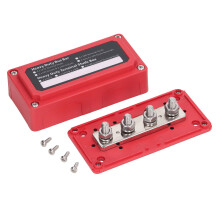 48V 300A Bus Bar Box Power Distribution Block Red Nylon with M10 Terminal Studs for Marine and Automotive Use