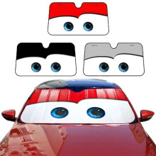 (Red) Car Solar Protection 4 Colors Eyes Heated Windshield Sunshade Car Window Windscreen Cover Sun Shade Auto Sun Visor Car-covers