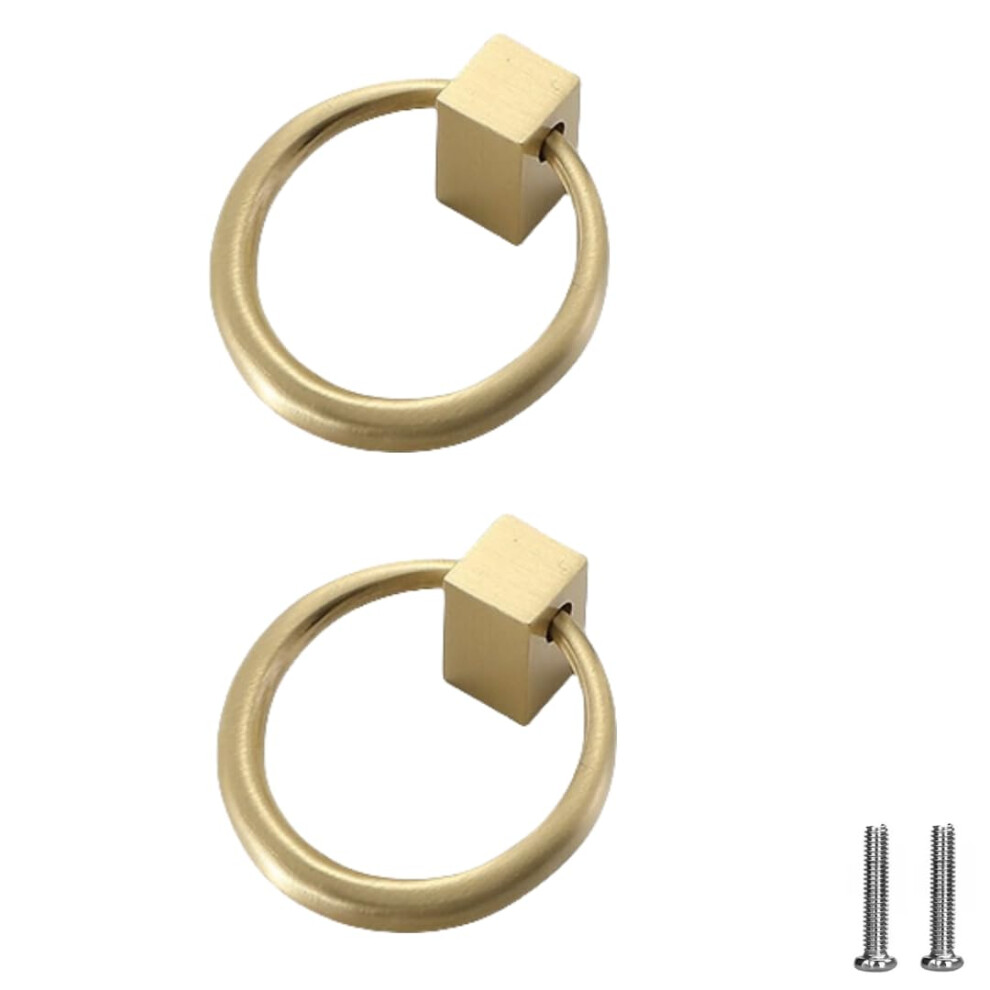 Square Brass Cabinet Knobs 2Pcs Gold Drawer Pulls With Durable Metal Construction 9771547990390