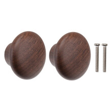 Solid Wood Cabinet Door Knobs Dark Brown Finish, Smooth Ergonomic Grip, Minimalist Chic Design Duo Pack