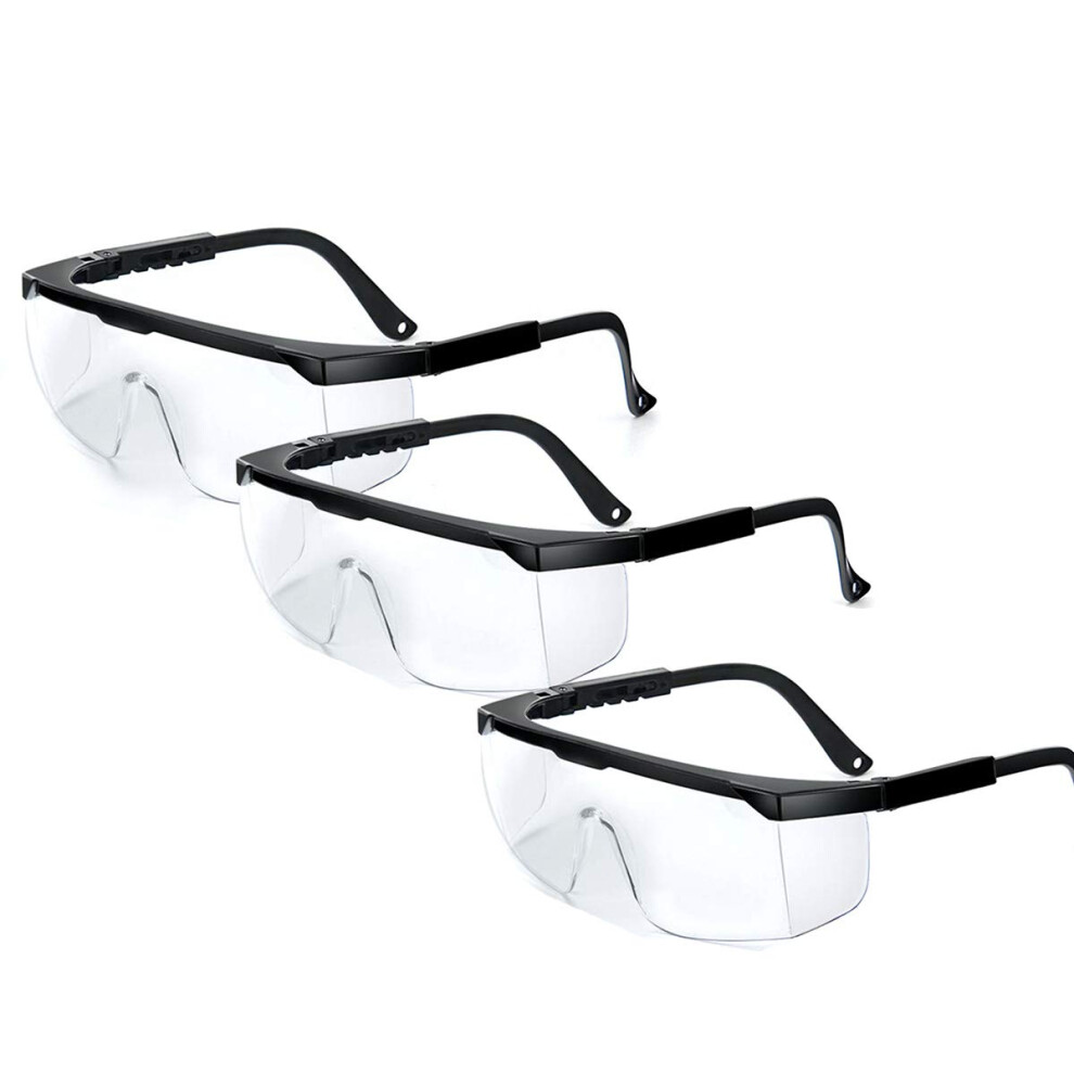 3 Pairs Safety Goggles Antifog Clear Lens With Side Shields, Uv Blocking Wraparound Protective Eyewear 9351714617970