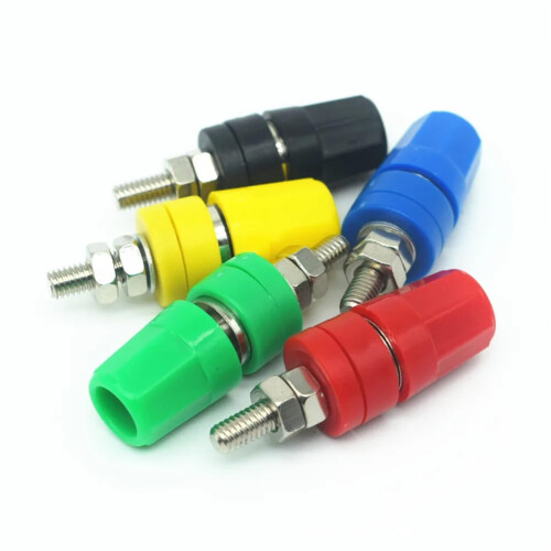 5pcs Pure Copper 4mm Banana Plug Connector Speaker Binding Post Panel Mount Audio Terminal Black 1