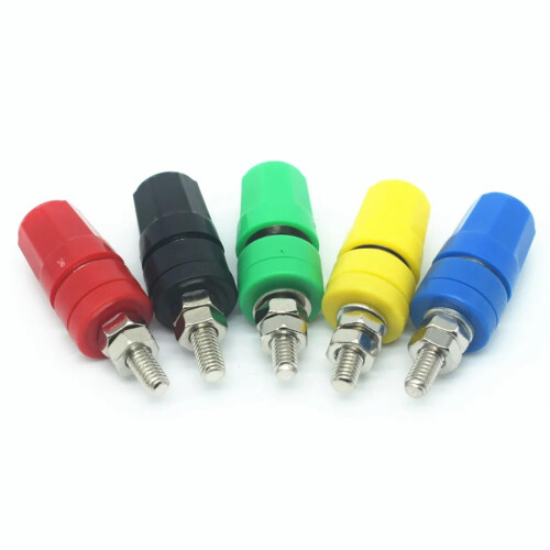5pcs Pure Copper 4mm Banana Plug Connector Speaker Binding Post Panel Mount Audio Terminal Black 2